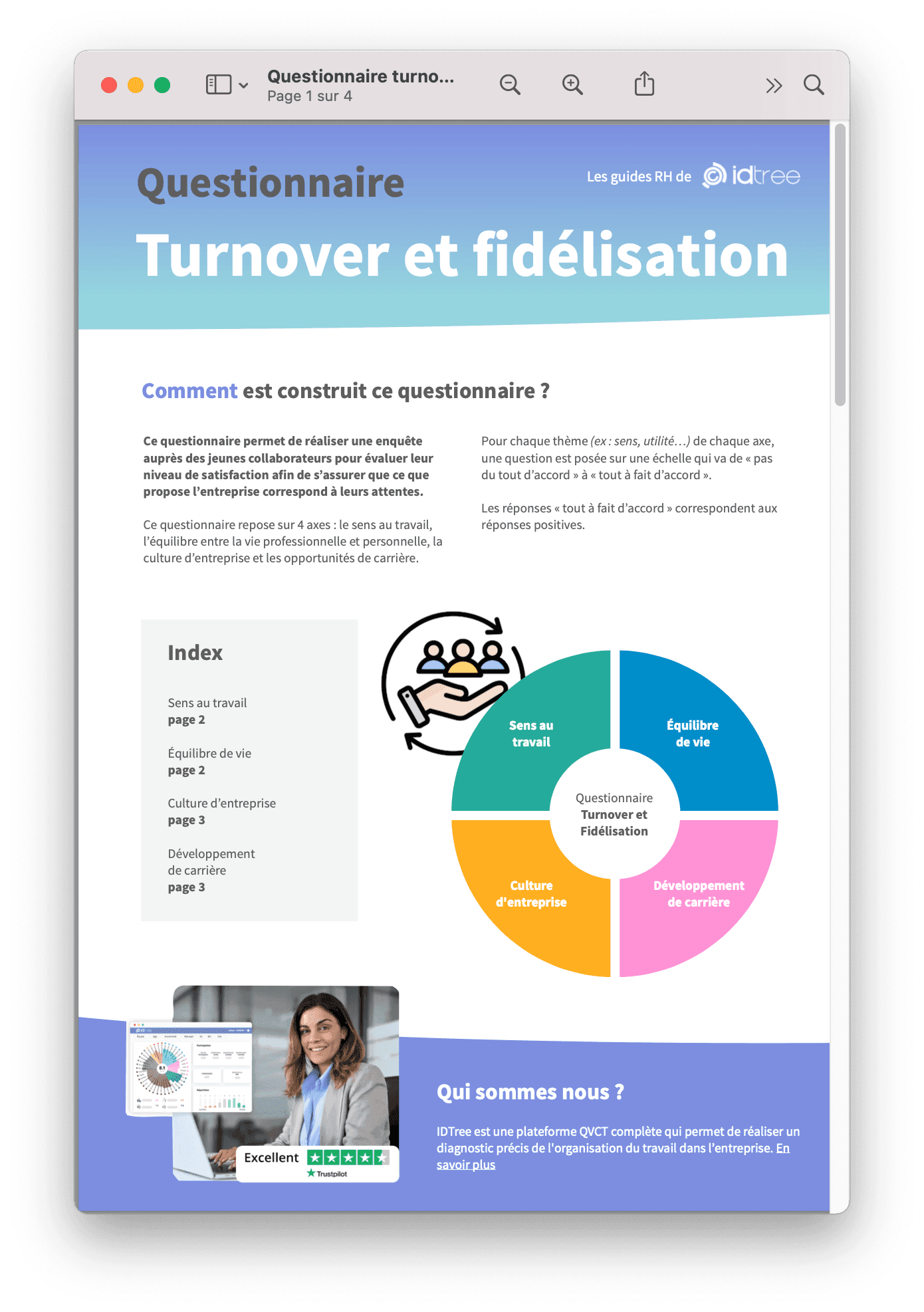 Aperçu du questionnaire turnover et fidélisation, 28 questions (PDF)