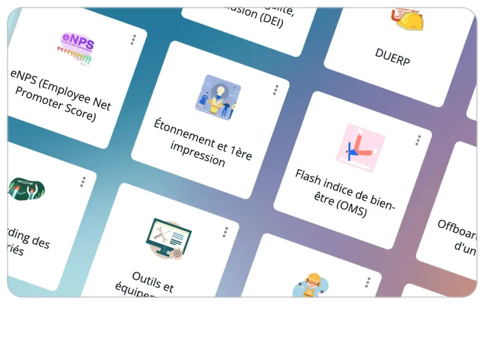 Bibliothèque de questionnaires IDTree : cartes eNPS, DUERP et indicateur de bien-être