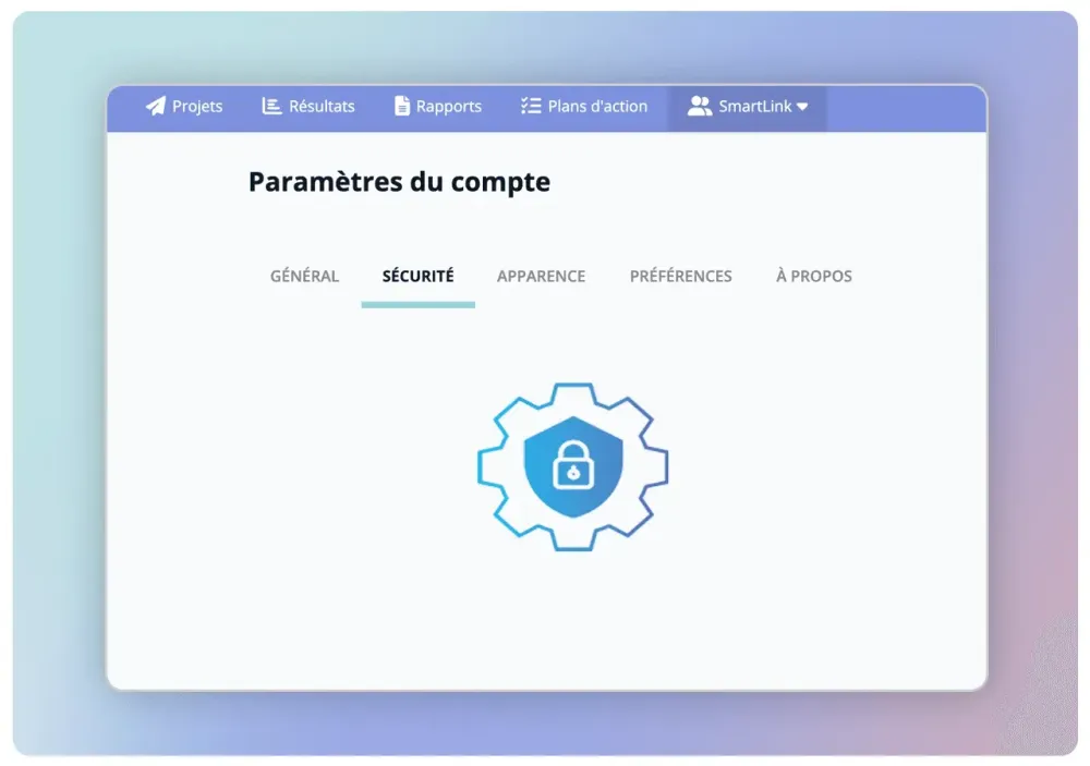 Paramètres de sécurité d'un compte IDTree avec un cadenas