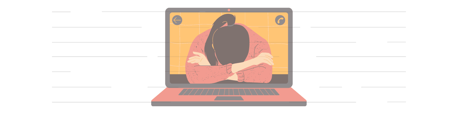 Illustration d'une personne épuisée, la tête posée sur son ordinateur portable